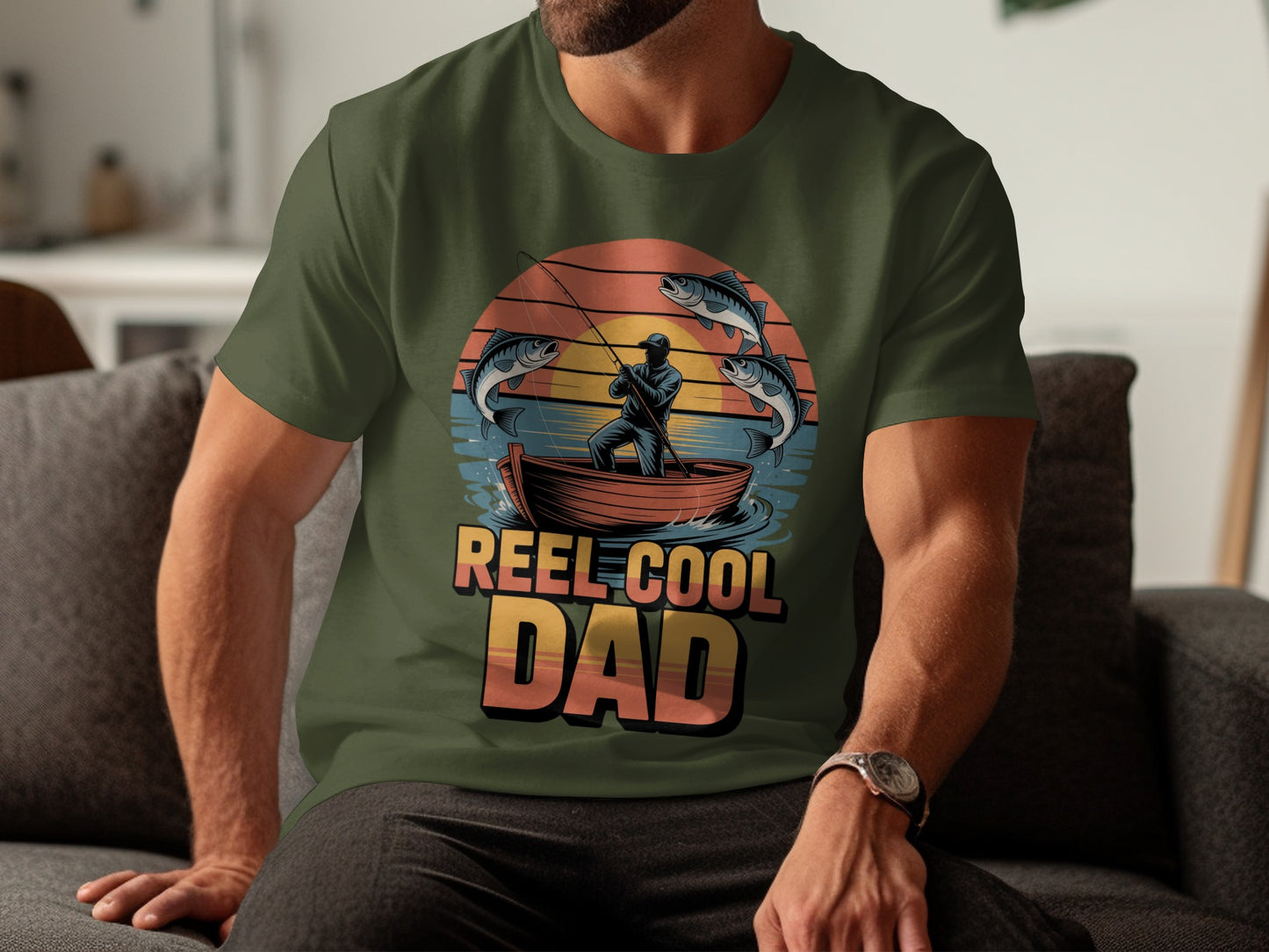 Reel Cool Dad Fishing Graphic Tee Shirt product