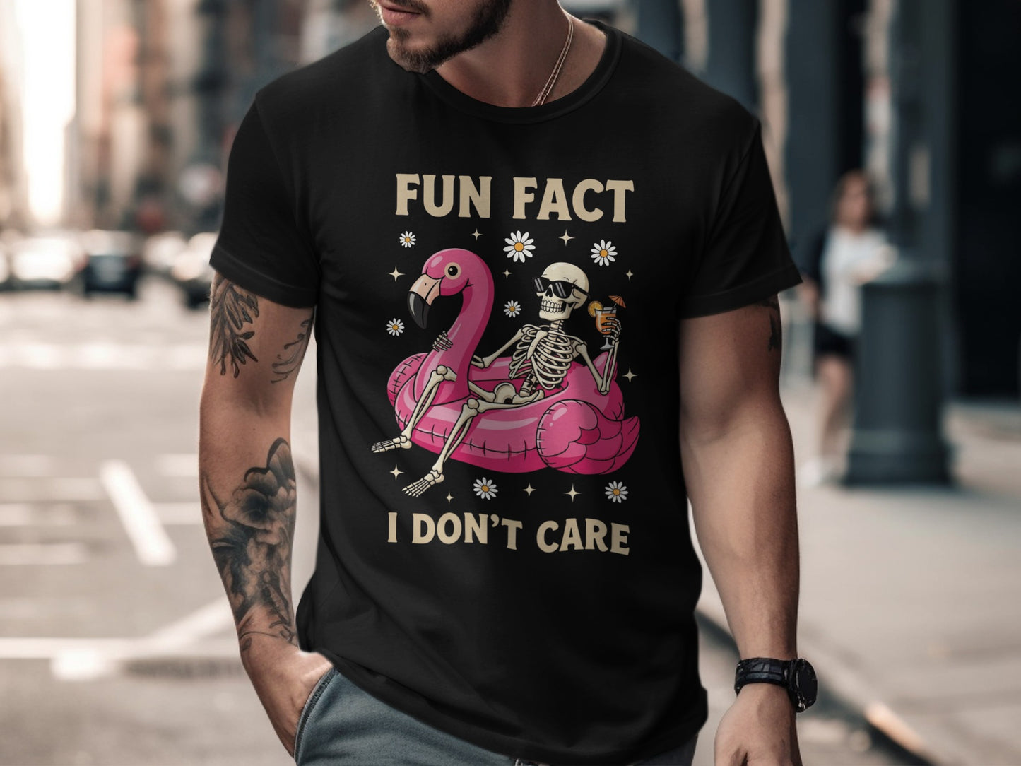 Fun Fact I Don't Care Flamingo Skeleton Graphic product type