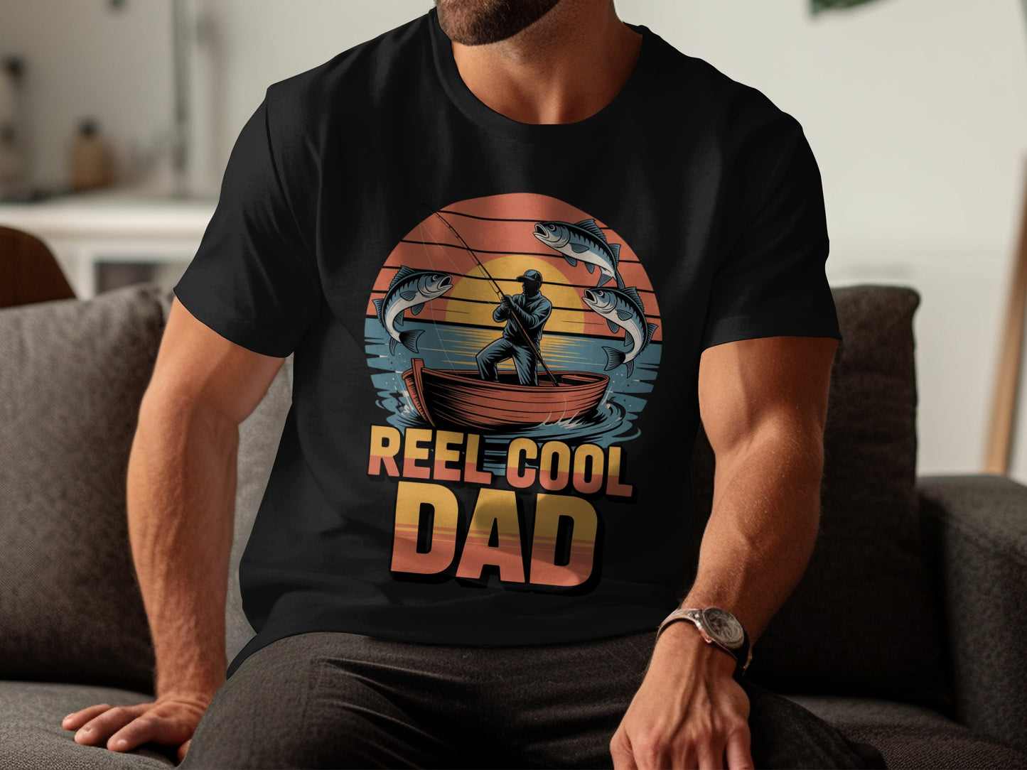 Reel Cool Dad Fishing Graphic Tee Shirt product