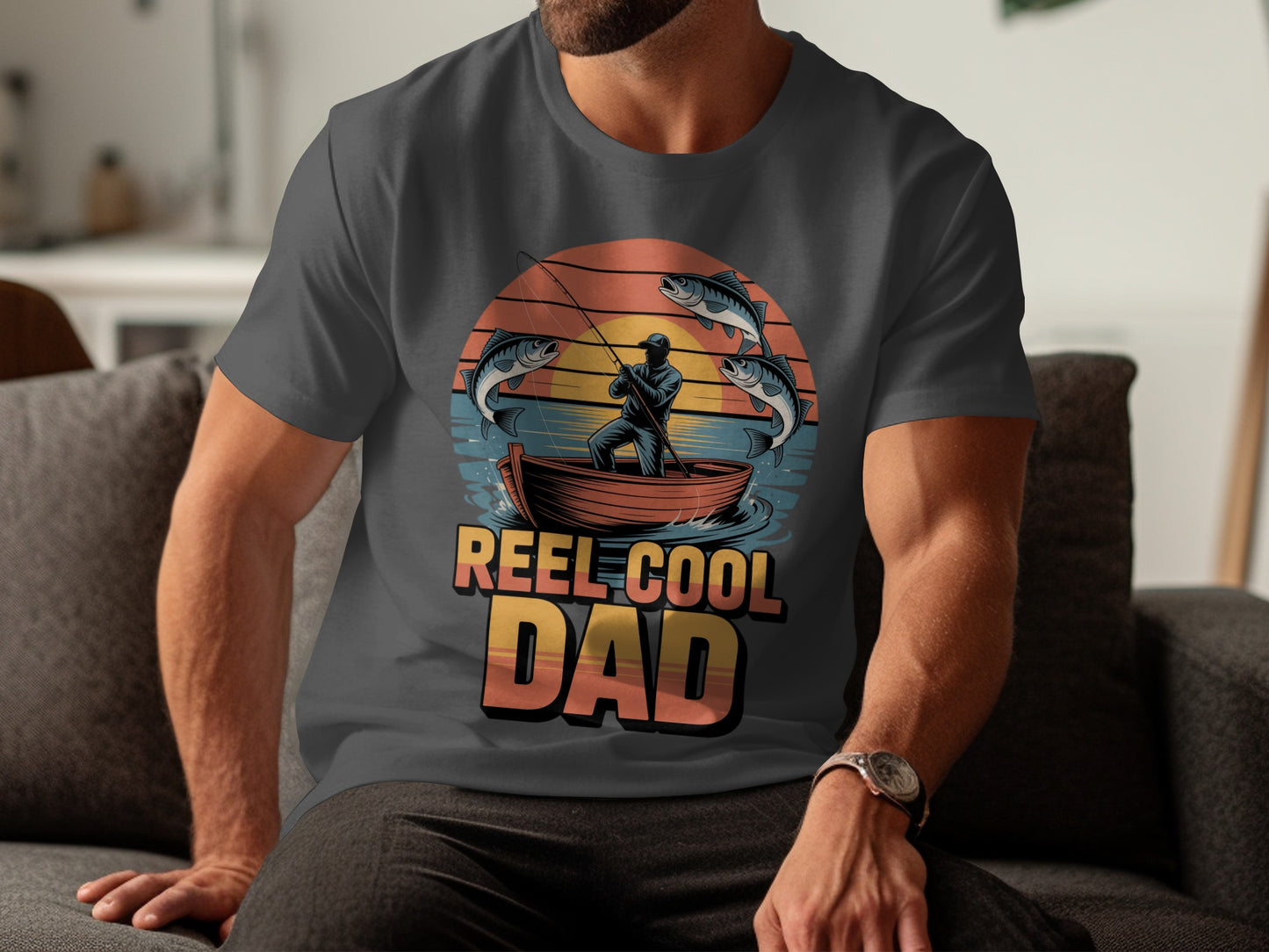 Reel Cool Dad Fishing Theme Graphic T-shirt product
