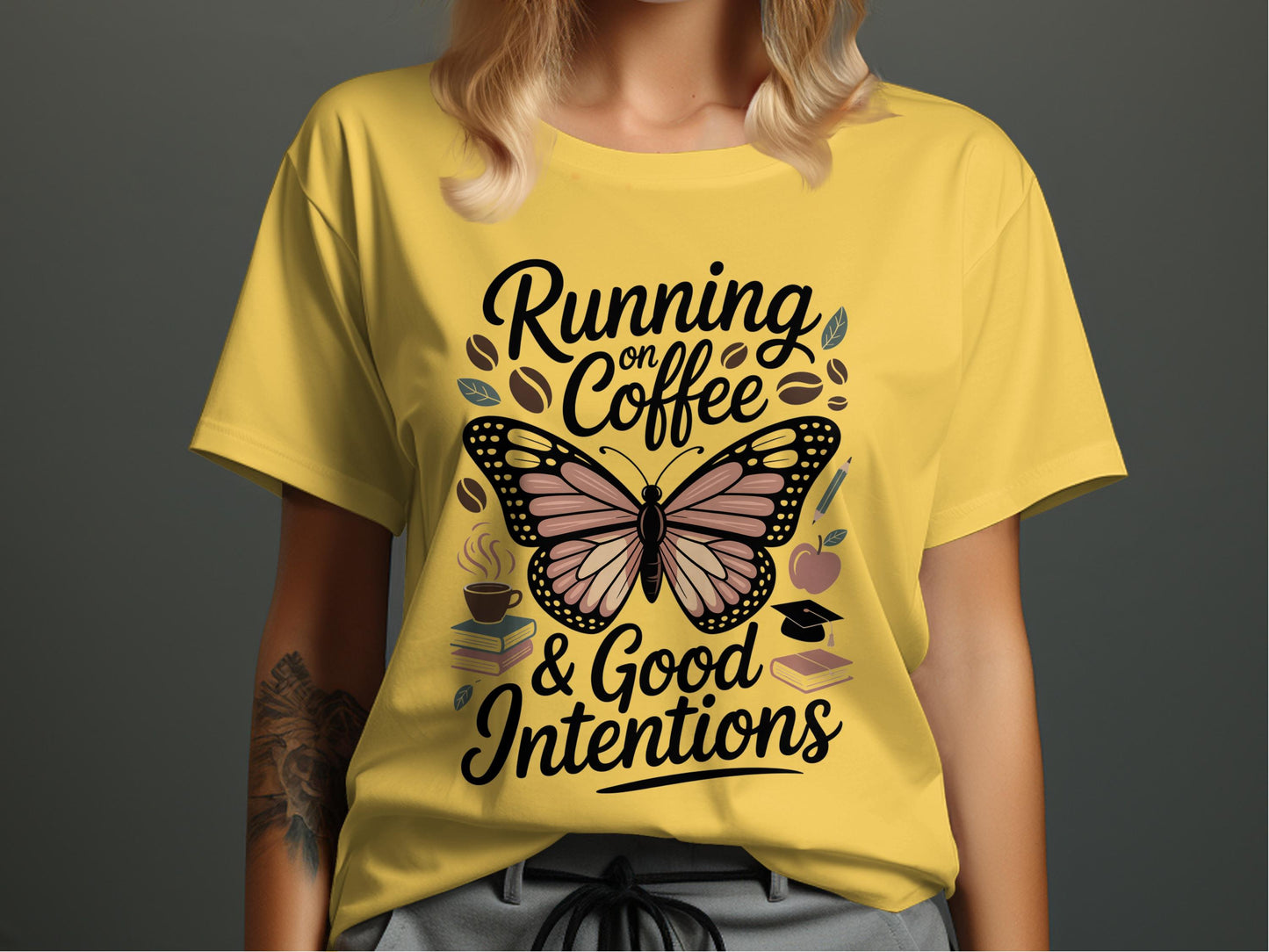Running on Coffee and Good Intentions t-shirt product
