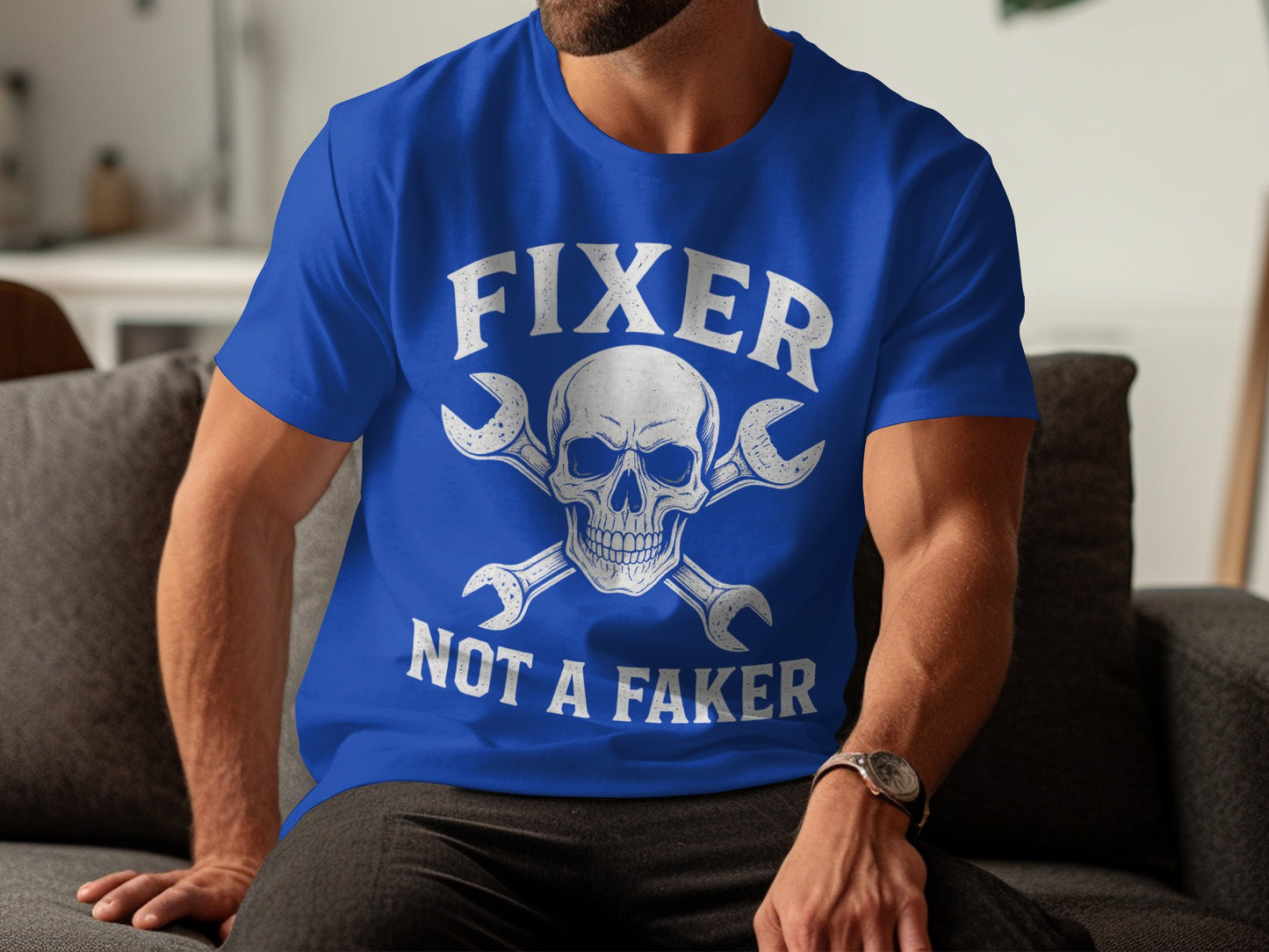 Fixer Not A Faker Skull and Wrenches Graphic T-shirt product