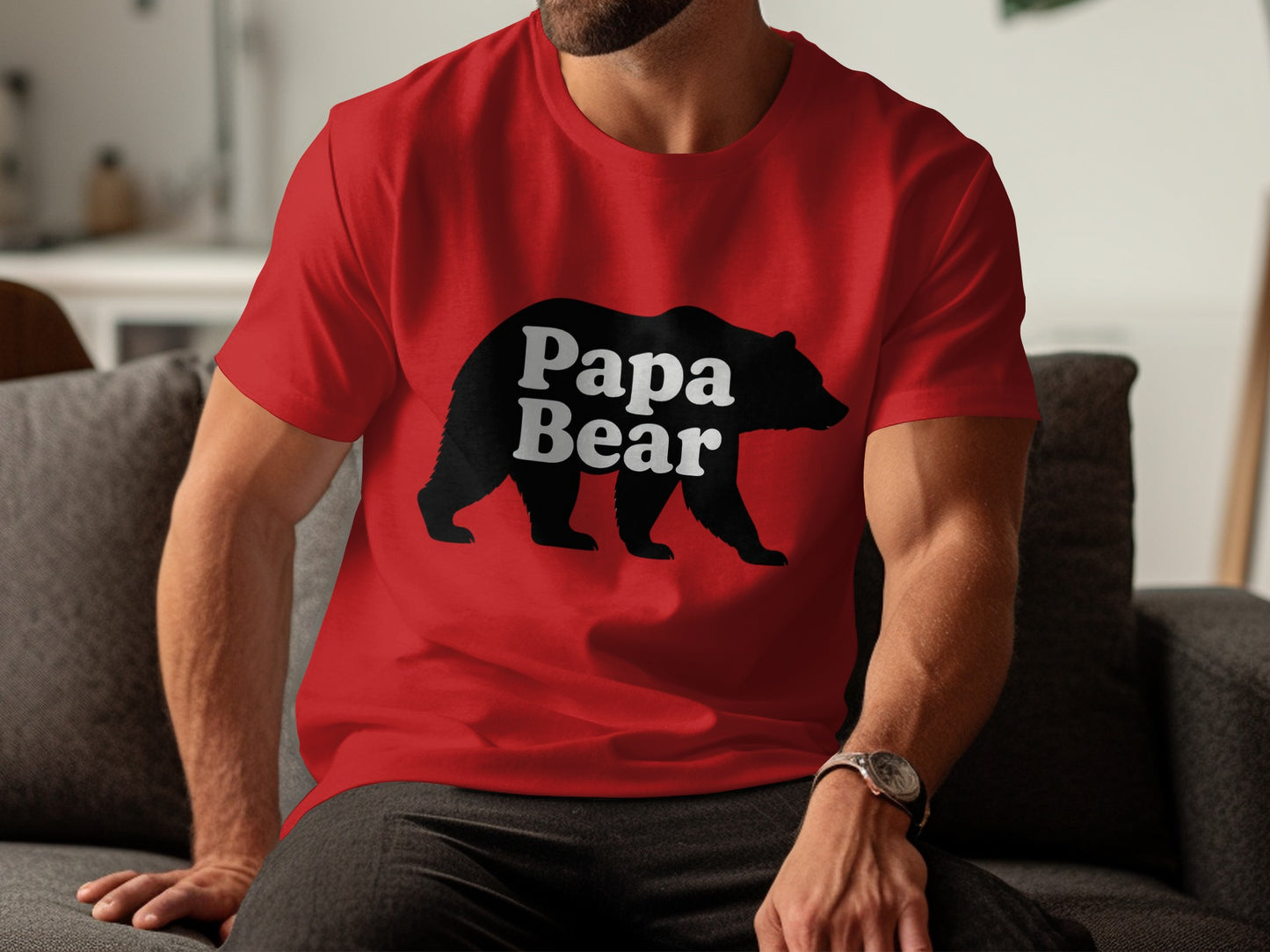 Papa Bear Red Graphic Tee T-shirt Men Gift product