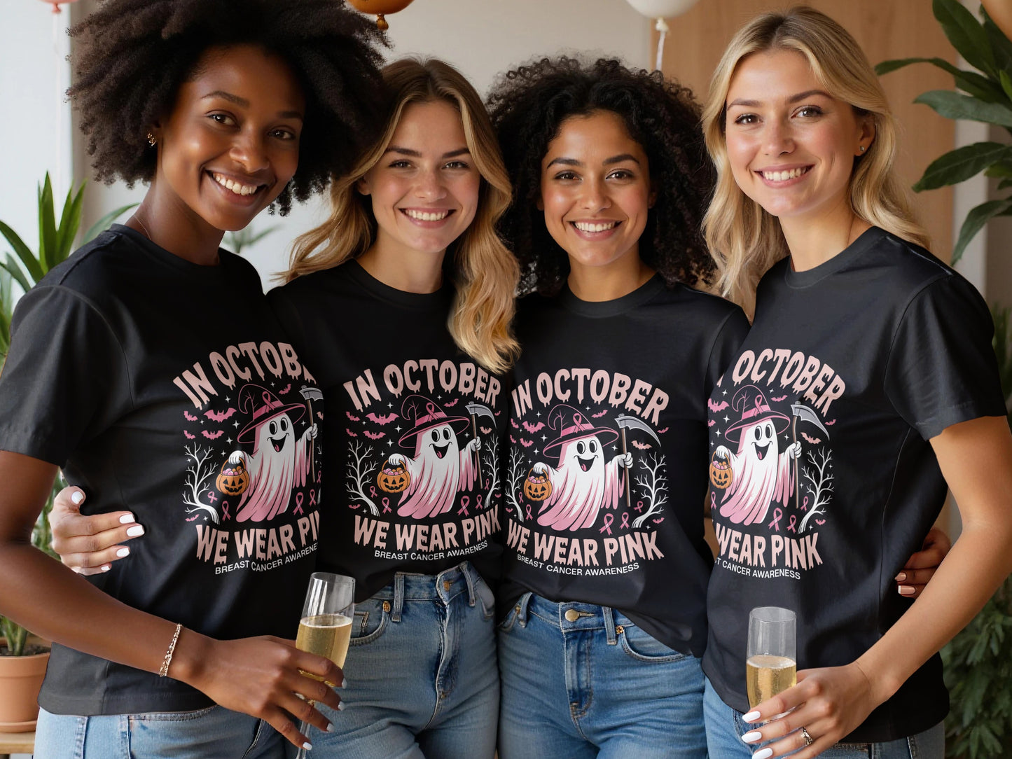 Ghost and Pink Support Breast Cancer Awareness T-shirt product