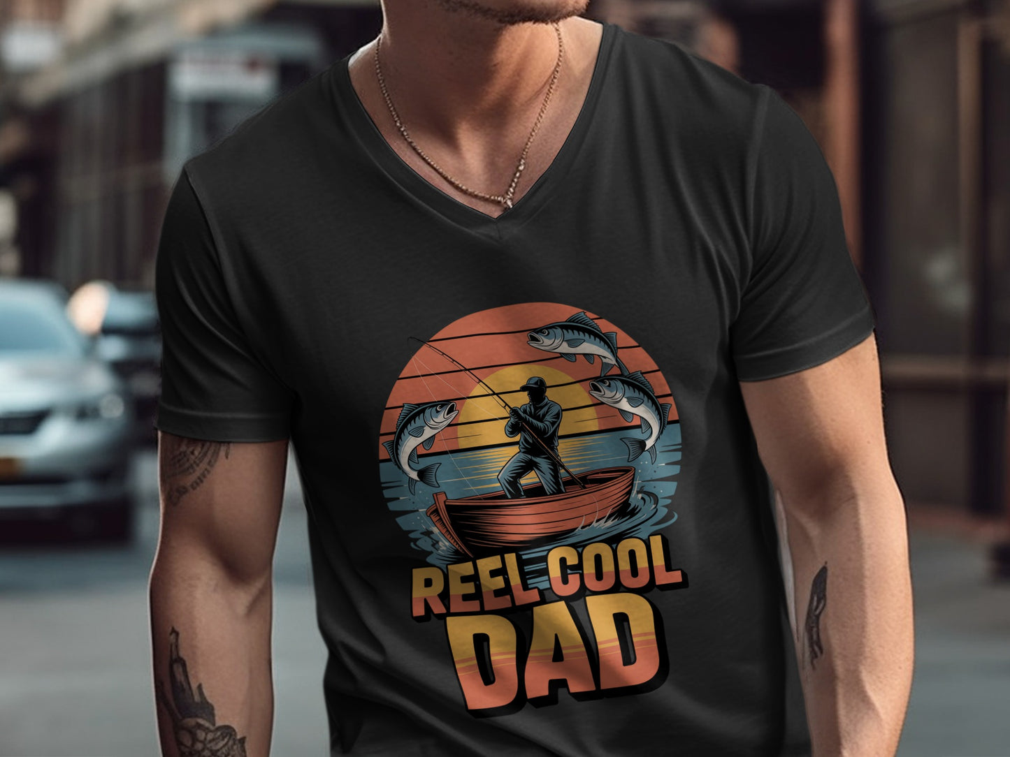Reel Cool Dad Fishing Graphic T-shirt product type