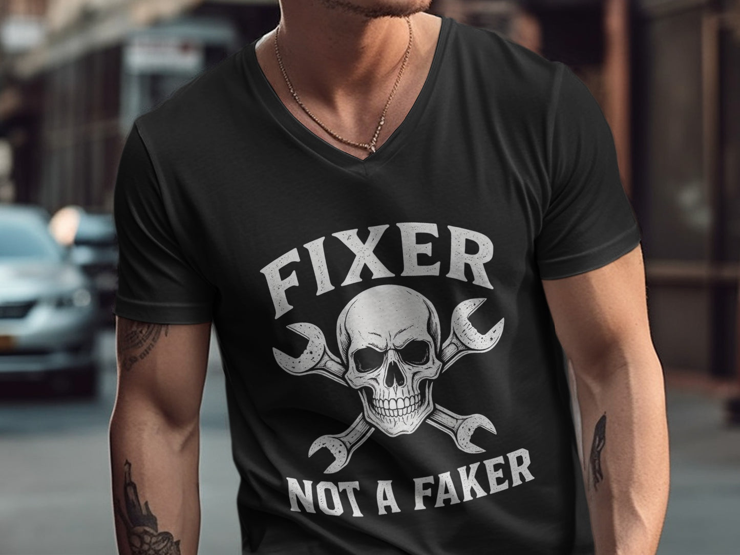 Fixer Not a Faker Skull Graphic Tee Shirt product type