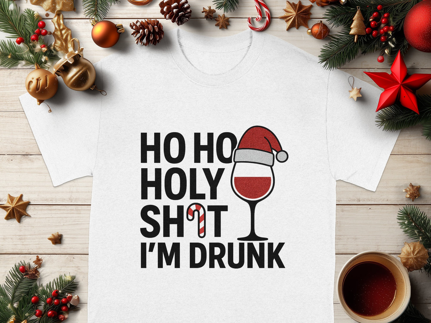 Festive Humorous Ho Ho Drunk Quote Holiday Shirt product