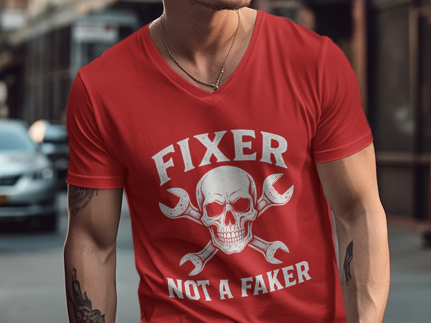 Fixer Not A Faker Skull Graphic Red T-Shirt product