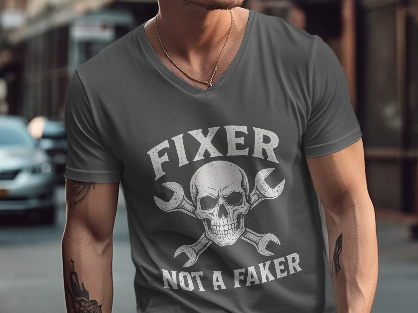 Fixer Not A Faker Skull Wrenches Graphic Shirt Product