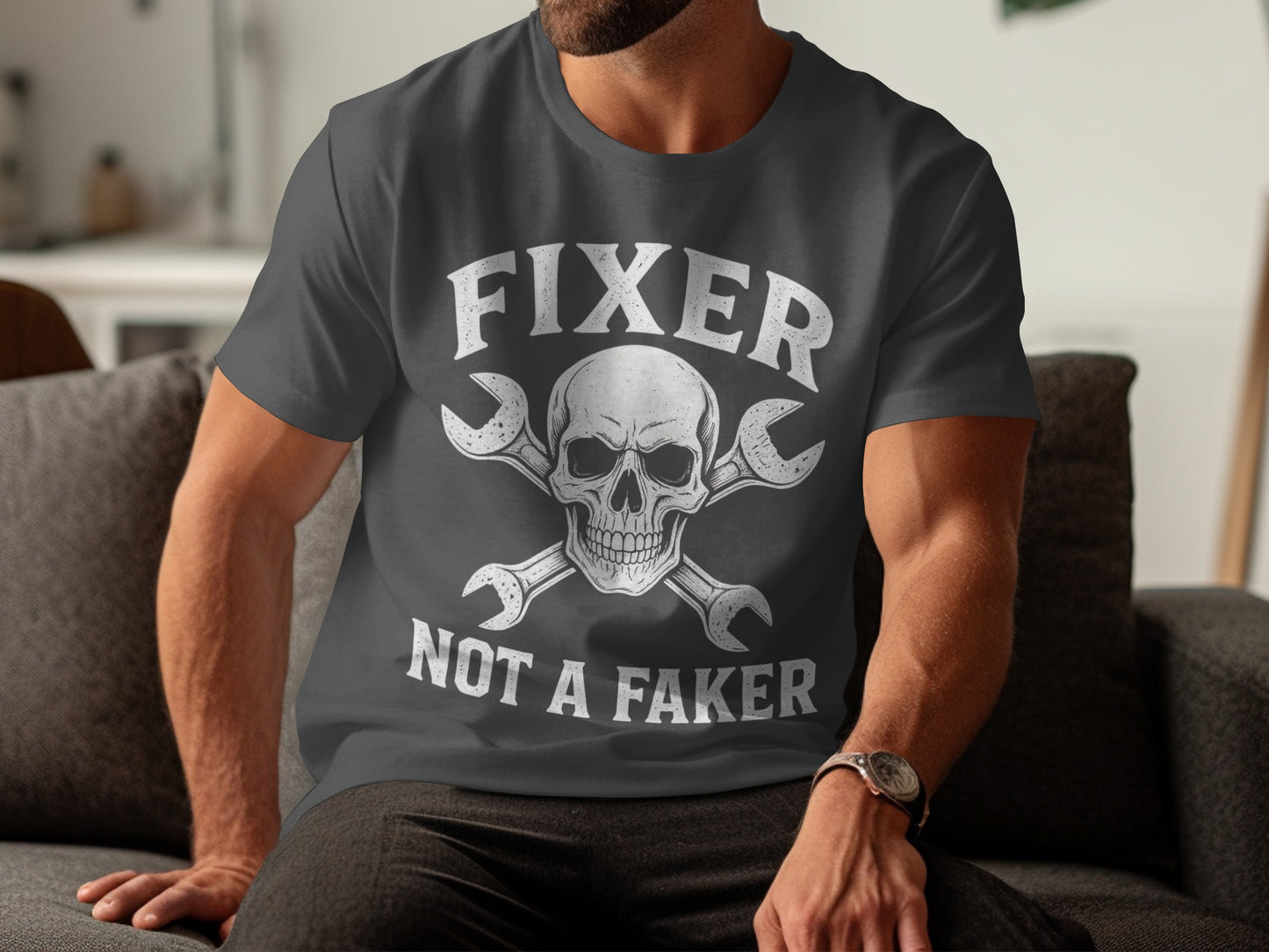 Fixer Not A Faker Skull and Wrenches Design Shirt product