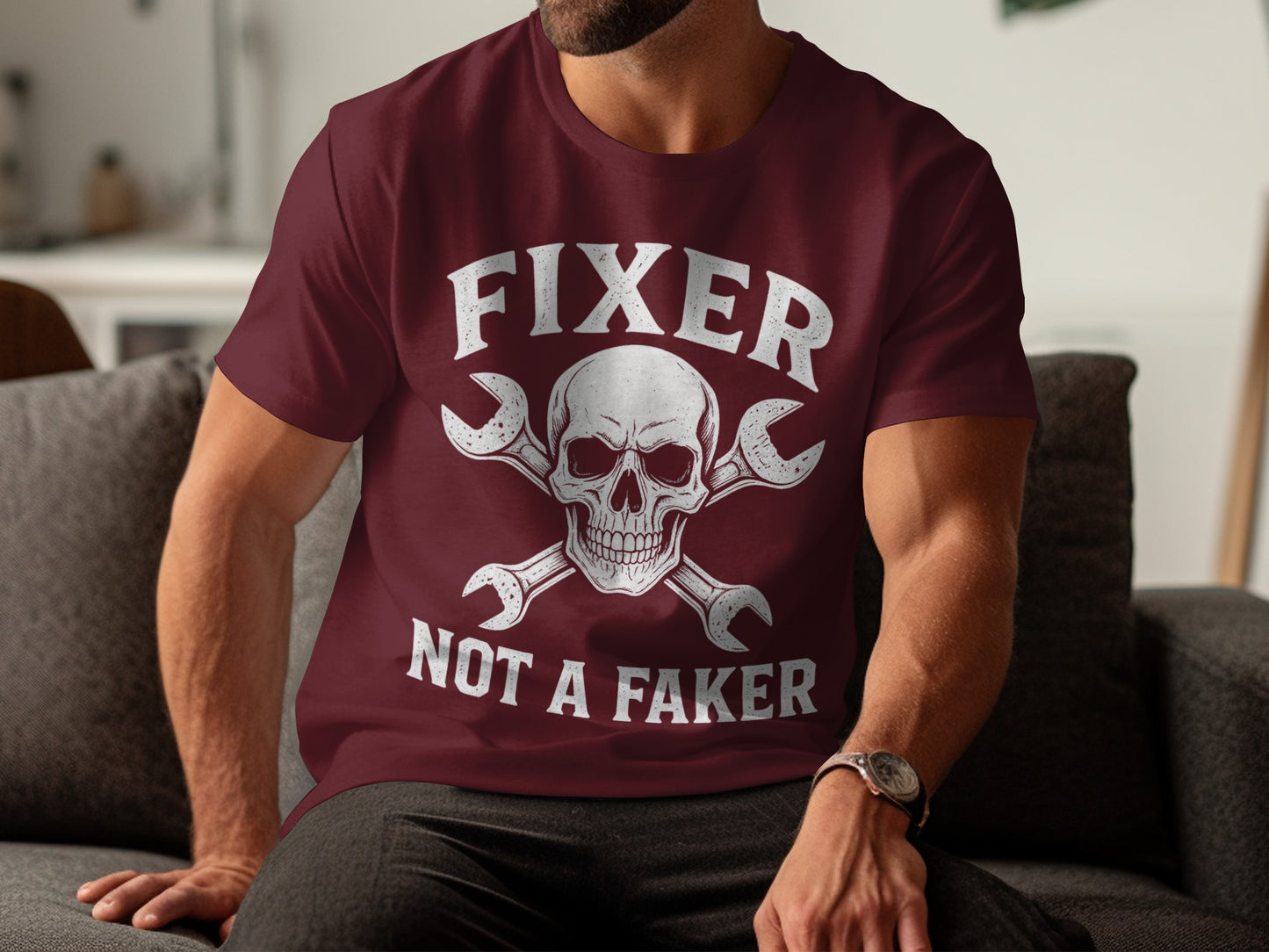 Fixer Not A Faker Skull Graphic Tee shirt product type