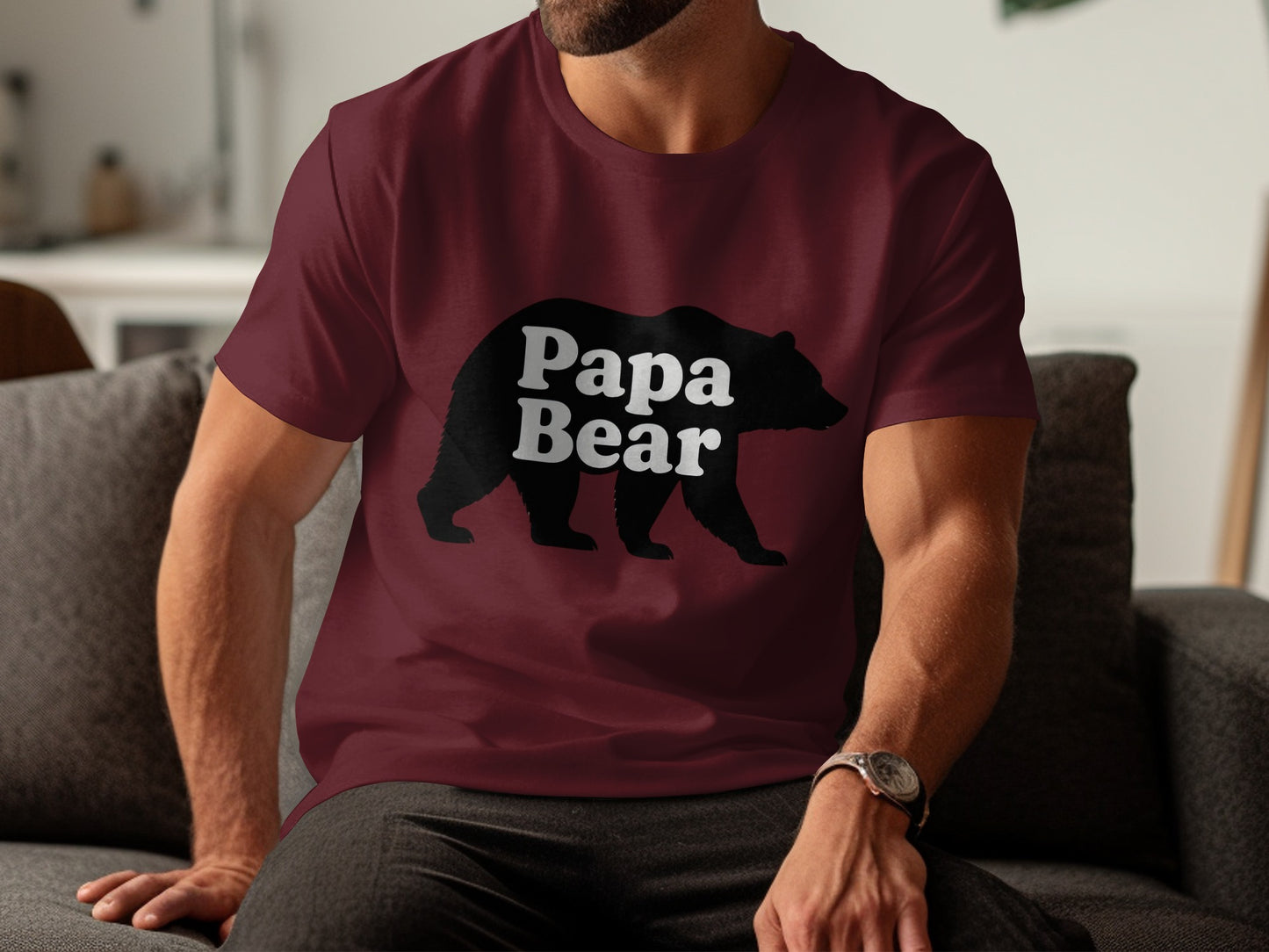 Papa Bear Graphic Short-Sleeve Maroon T-Shirt product