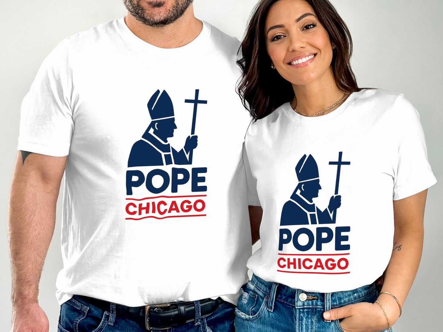 Chicago Pope Graphic Printed White Shirt product
