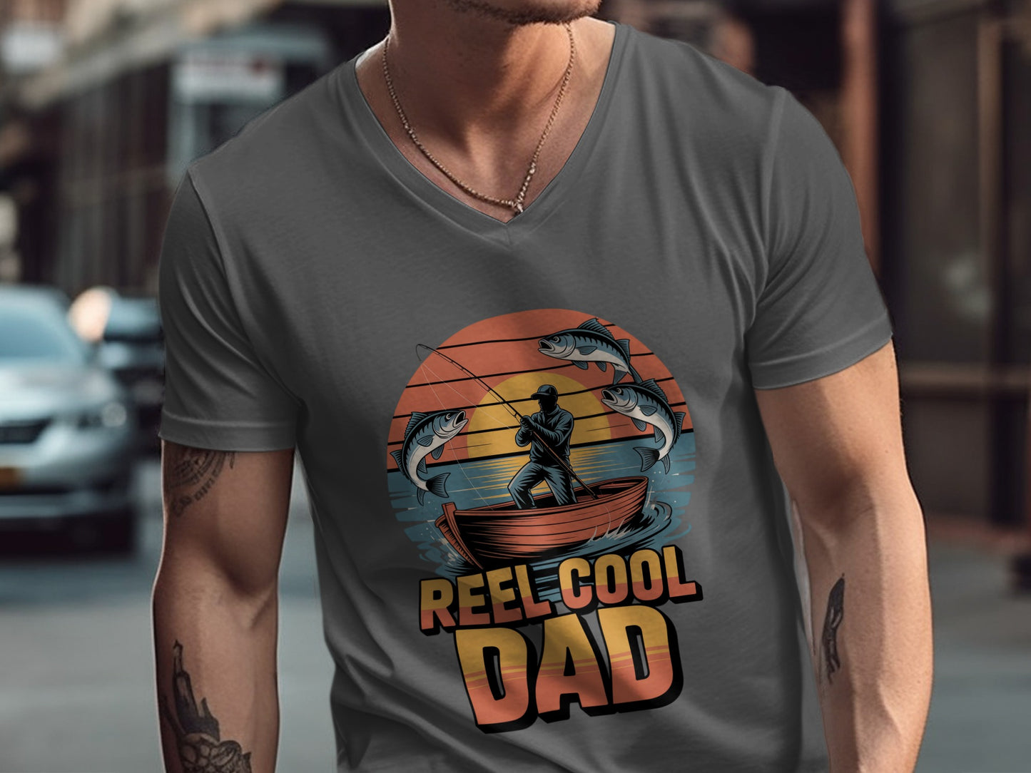 Reel Cool Dad Fishing Theme Graphic T-shirt product type