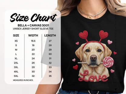 Valentine Labrador T-Shirt, Dog with Hearts, Cute Puppy T Shirt, Love Shirt, Valentines Gift, Dog Lover Tee, Holiday Gift, Trendy Shirt