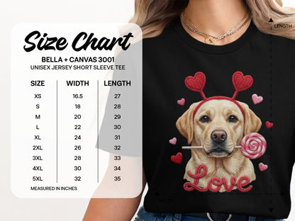 Valentine Labrador T-Shirt, Dog with Hearts, Love T-Shirt, Cute Valentines, Dog Lover Gift, Valentines Gift, Puppy Shirt