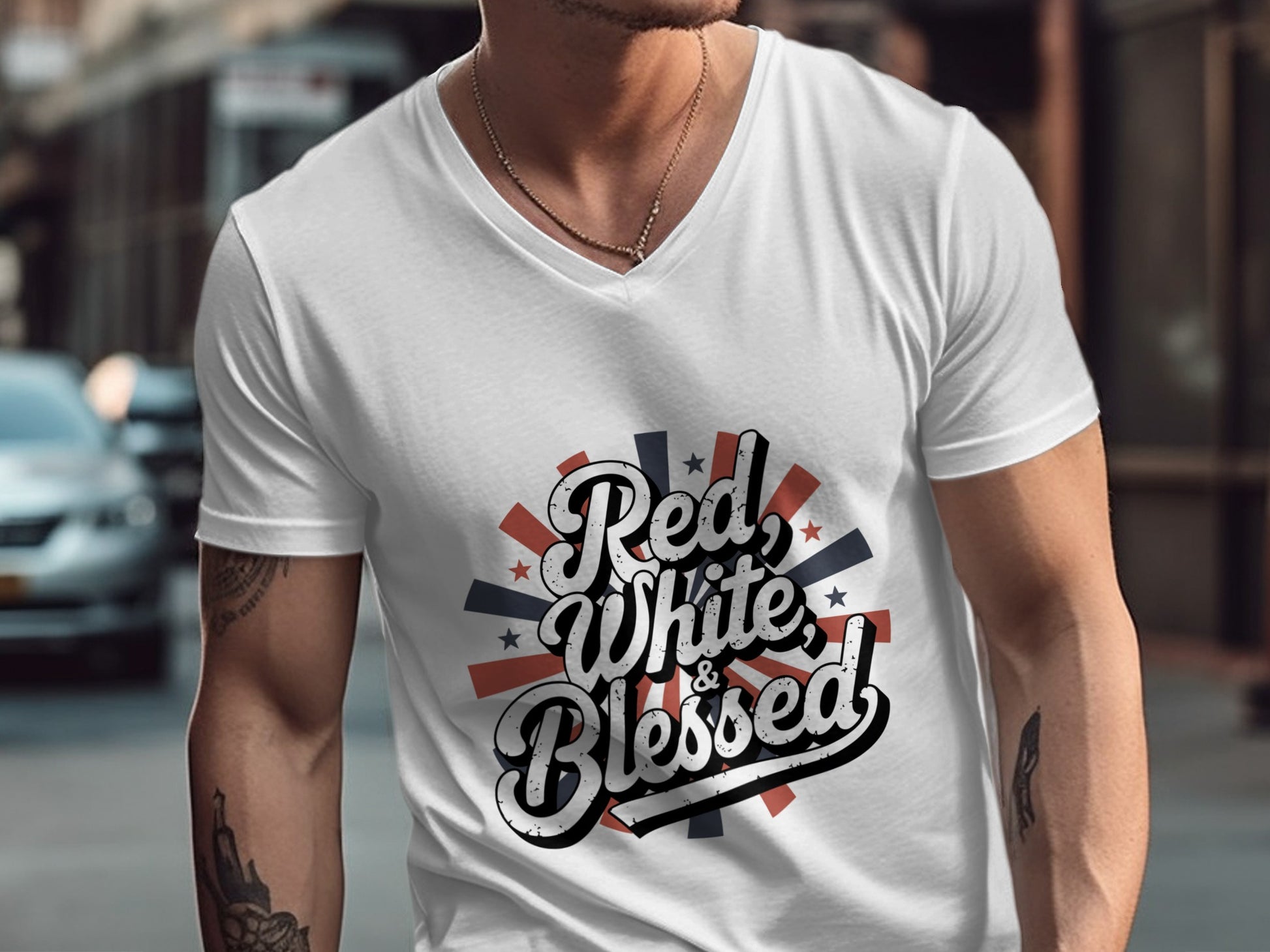 Red White and Blessed Printed T-Shirt product type