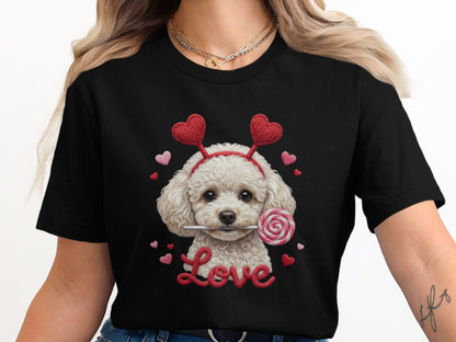 Cute Poodle Dog Valentines T-Shirt, Love T-Shirt, Valentines Gift Idea, Valentines Day Shirt, Dog Lover Shirt, Gift for Dog Owners