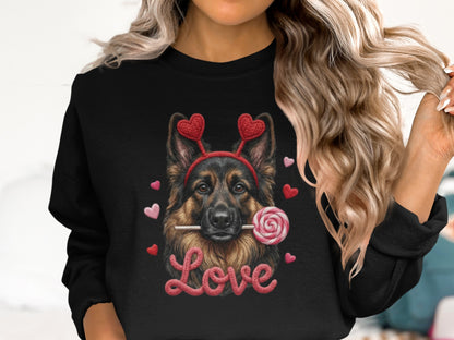 German Shepherd T-Shirt, Valentine Dog, Cute Dog Tee, Heart Headband Puppy Shirt, Dog Lover Valentine Gift, Love T-Shirt, Valentine's Day