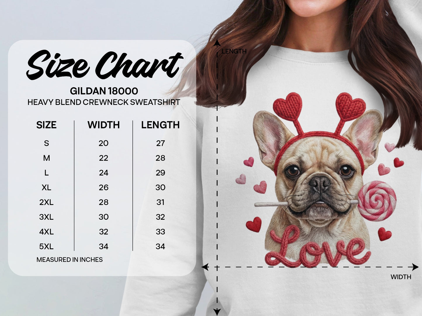 French Bulldog Valentines T-Shirt, Dog Love T-Shirt, Heart Headband Tee, Valentines Gift T-Shirt, Cute Dog Lover T-Shirt, Candy T-Shirt