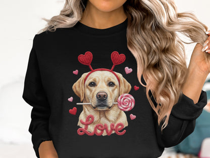 Valentine Labrador T-Shirt, Dog with Hearts, Love T-Shirt, Cute Valentines, Dog Lover Gift, Valentines Gift, Puppy Shirt