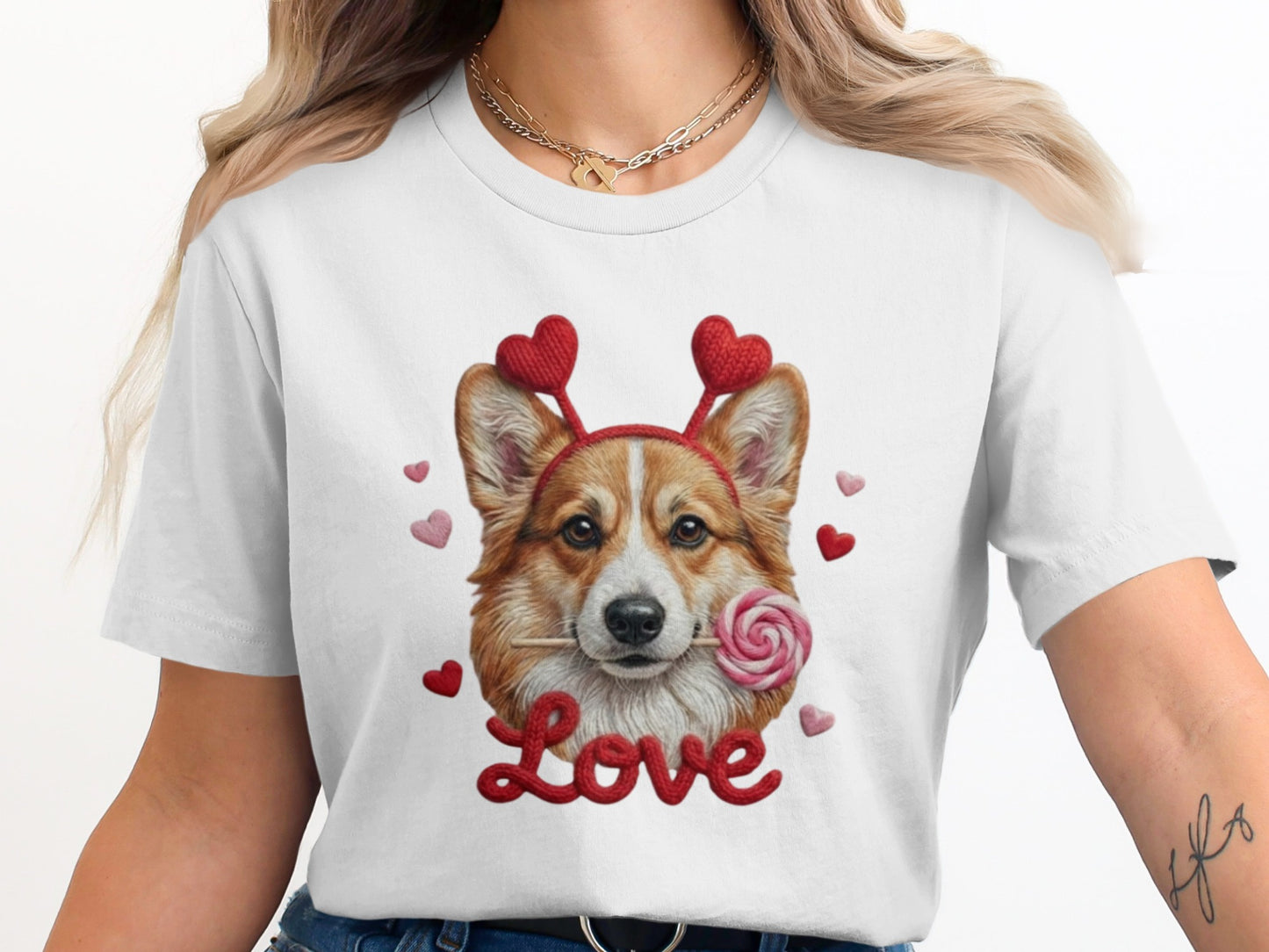 Corgi Valentines T-Shirt, Cute Dog Tee, Love Heart Puppy, Dog Lover Gift, Valentine's Day Shirt, Pet T Shirt, Puppy T-Shirt Design