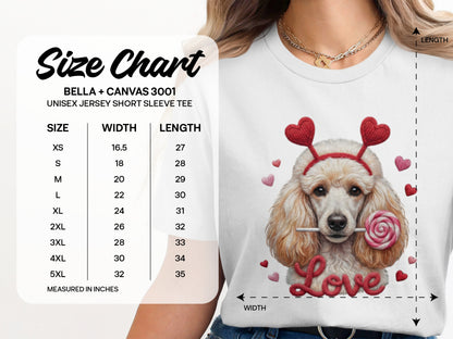Valentine Poodle T-Shirt, Cute Dog Tee, Love Heart Headband, Candy Gift, Unique Dog Lover T-Shirt, Valentine's Day Gift T-Shirt