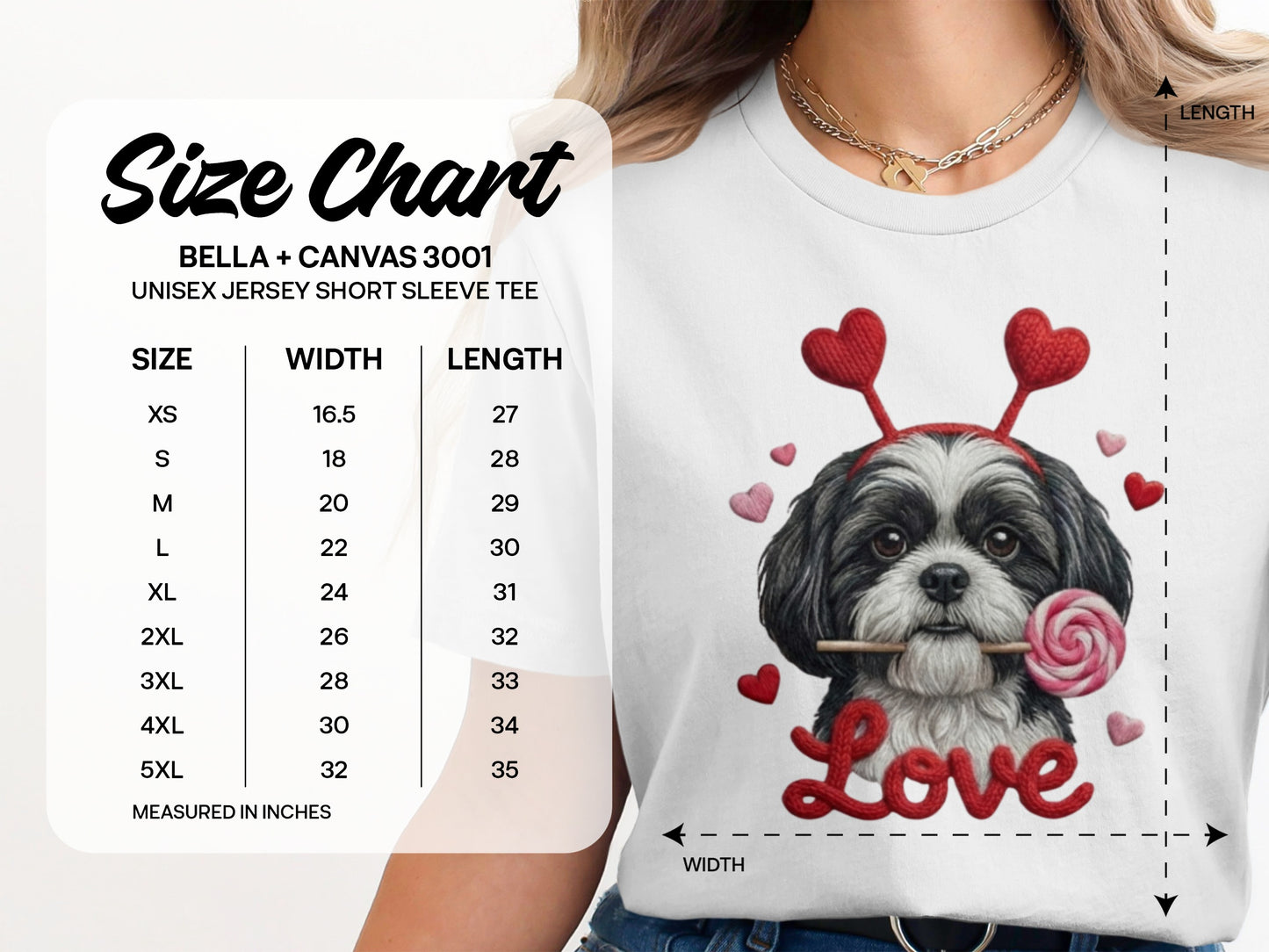 Valentine Shih Tzu T-Shirt, Cute Puppy, Love T Shirt, Candy T-Shirt, Valentine Gift, Heart Headband, Dog Lover, Kids T-Shirt