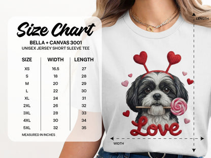 Valentine Shih Tzu T-Shirt, Cute Puppy, Love T Shirt, Candy T-Shirt, Valentine Gift, Heart Headband, Dog Lover, Kids T-Shirt
