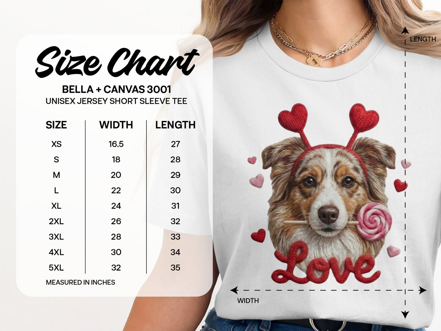 Valentine Australian Shepherd T Shirt, Cute Dog Tee, Heart Headband Dog, Love Lollipop Shirt, Pet Lover Gift, Dog Lover Gift, Puppy T-Shirt