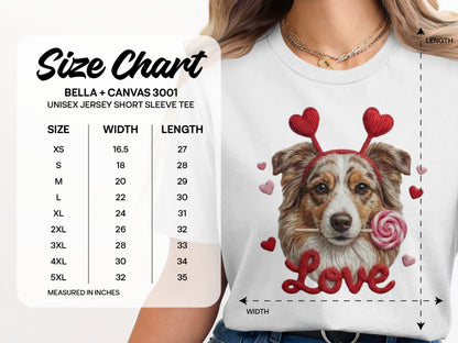 Valentine Australian Shepherd T Shirt, Cute Dog Tee, Heart Headband Dog, Love Lollipop Shirt, Pet Lover Gift, Dog Lover Gift, Puppy T-Shirt