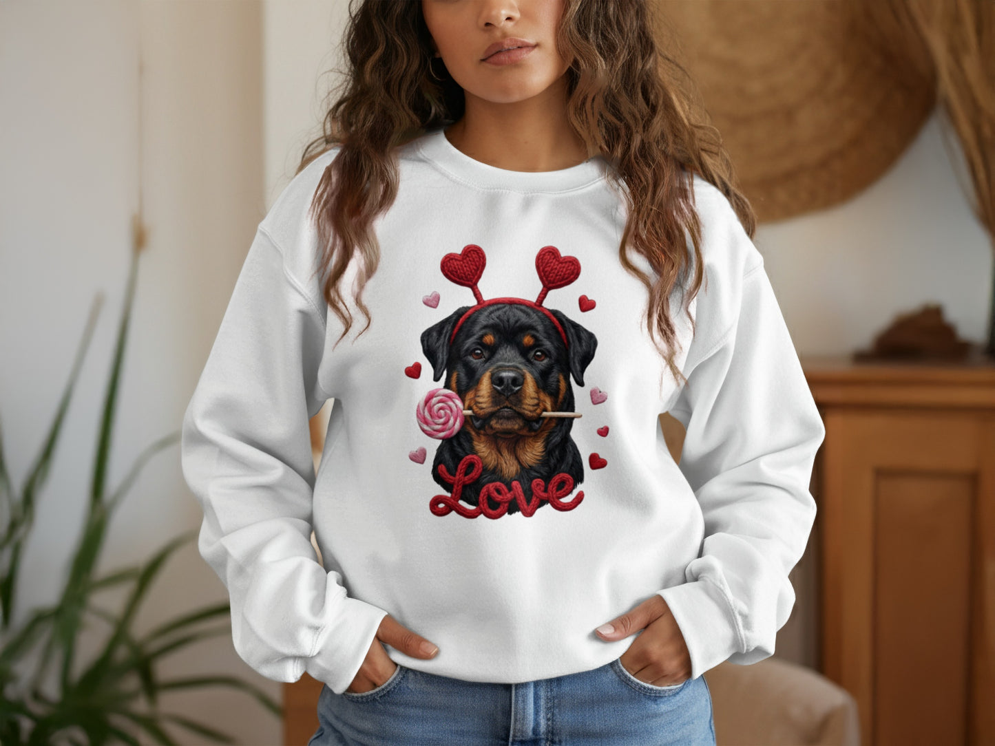 Rottweiler T-Shirt, Valentines Day Dog, Cute Puppy Tee, Dog With Hearts, Pet Lover Gift, Dog Breed Shirt, Love Rottie T Shirt