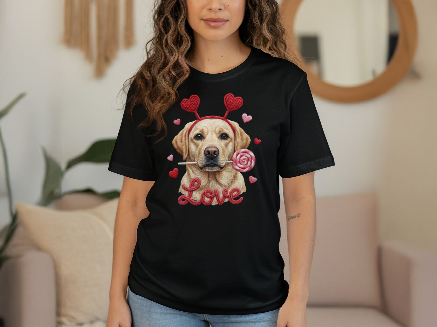 Valentine Labrador T-Shirt, Dog with Hearts, Love T-Shirt, Cute Valentines, Dog Lover Gift, Valentines Gift, Puppy Shirt