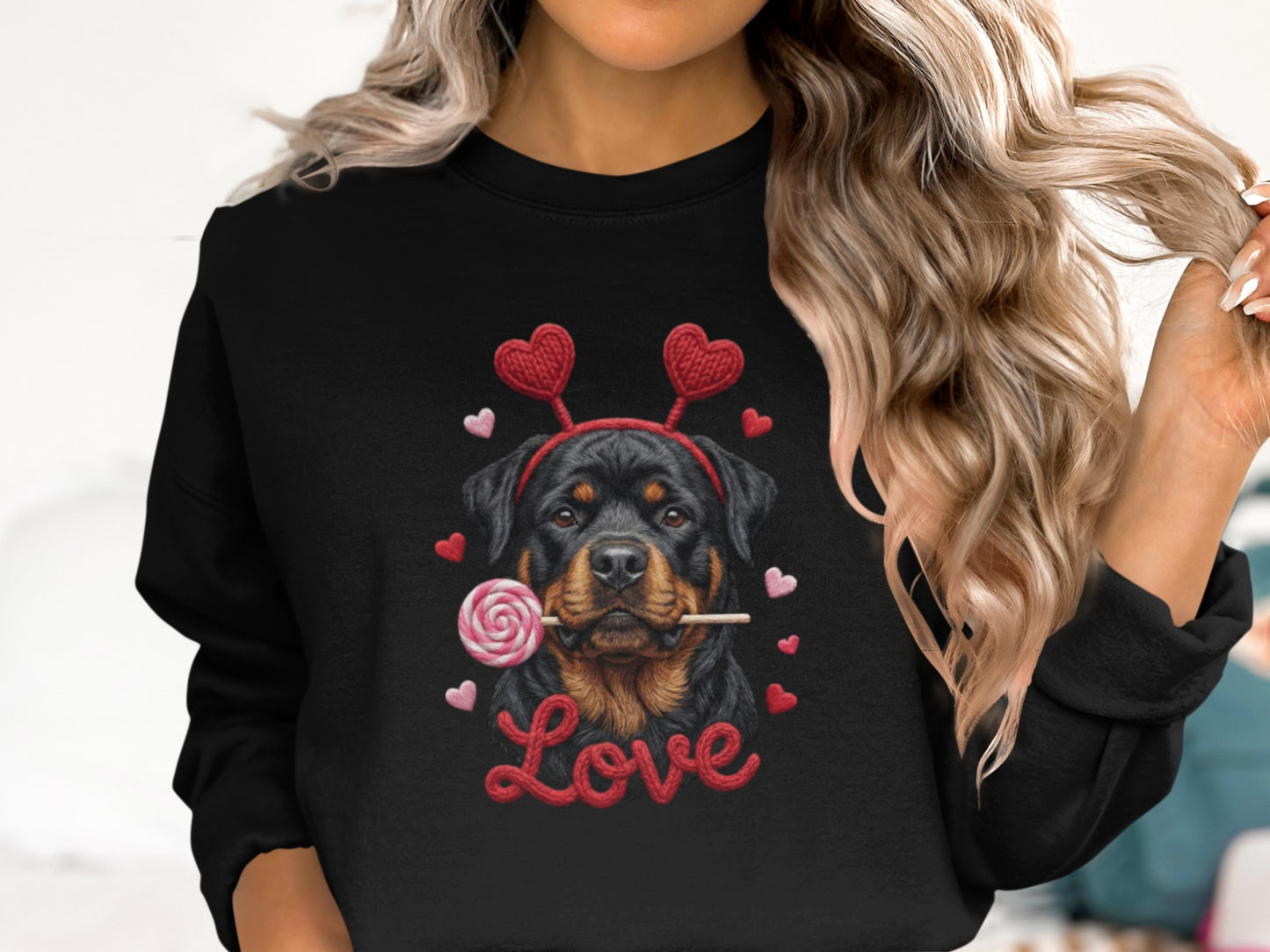 Rottweiler T-Shirt, Valentines Day Dog, Cute Puppy Tee, Dog With Hearts, Pet Lover Gift, Dog Breed Shirt, Love Rottie T Shirt