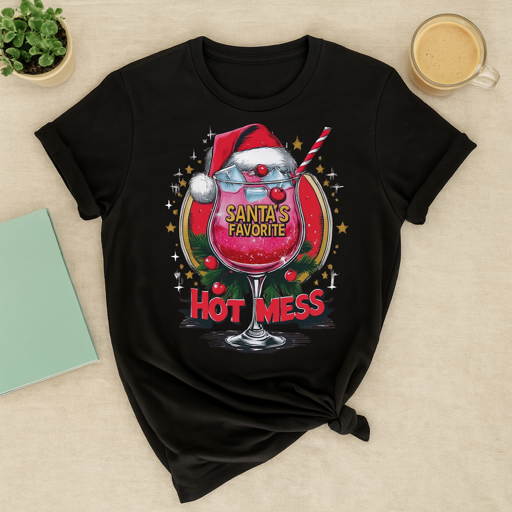 Santa's Favorite Hot Mess Festive Drink Shirt product