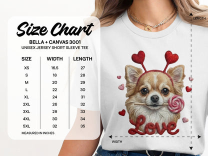 Chihuahua Valentine T Shirt, Cute Dog with Hearts Tee, Puppy Lollipop Love T-Shirt, Valentine Gift, Trendy Gift T-Shirt