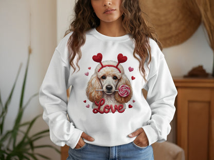 Valentine Poodle T-Shirt, Cute Dog Tee, Love Heart Headband, Candy Gift, Unique Dog Lover T-Shirt, Valentine's Day Gift T-Shirt