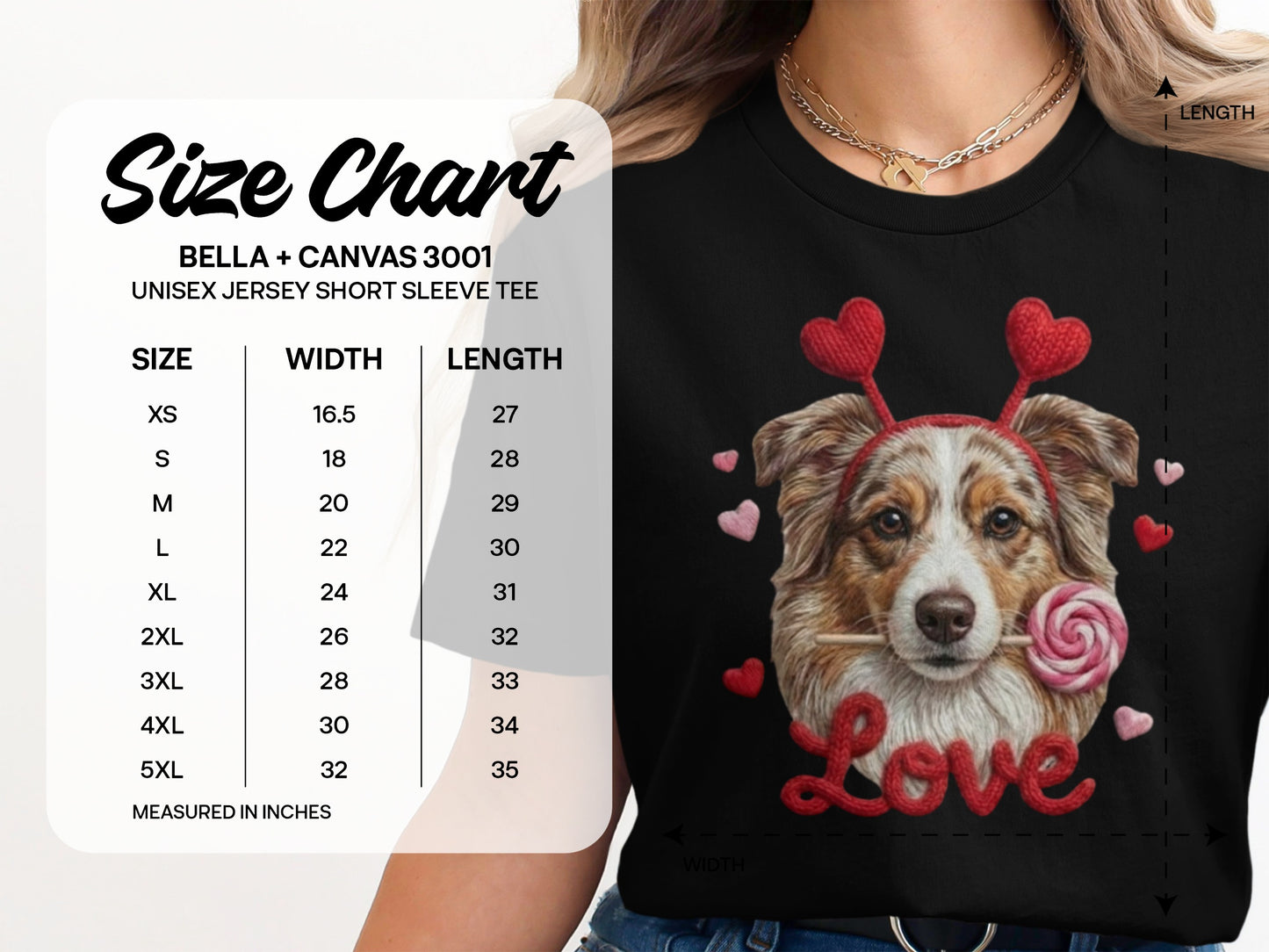 Valentine Australian Shepherd T Shirt, Cute Dog Tee, Heart Headband Dog, Love Lollipop Shirt, Pet Lover Gift, Dog Lover Gift, Puppy T-Shirt