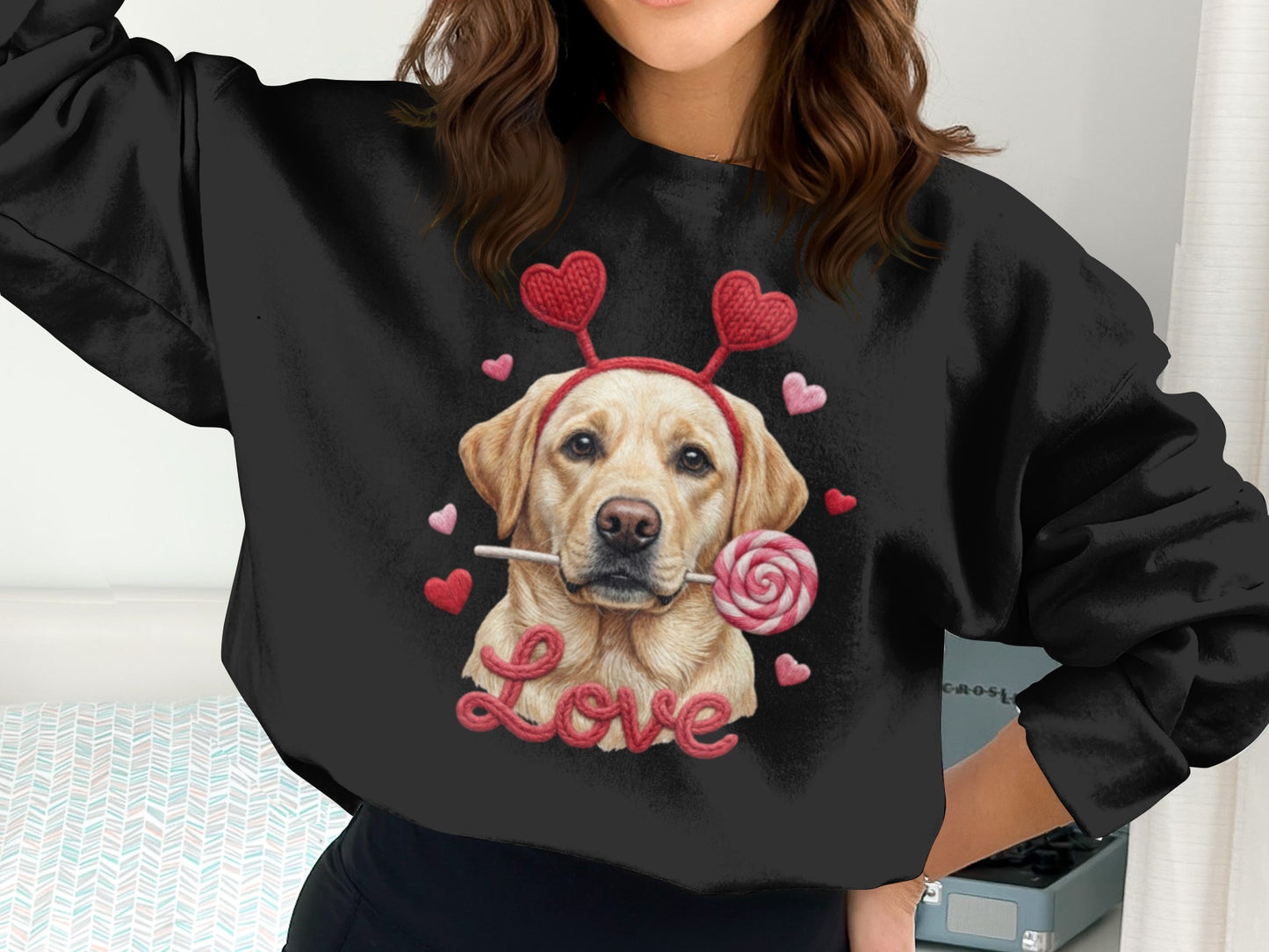 Valentine Labrador T-Shirt, Dog with Hearts, Cute Puppy T Shirt, Love Shirt, Valentines Gift, Dog Lover Tee, Holiday Gift, Trendy Shirt