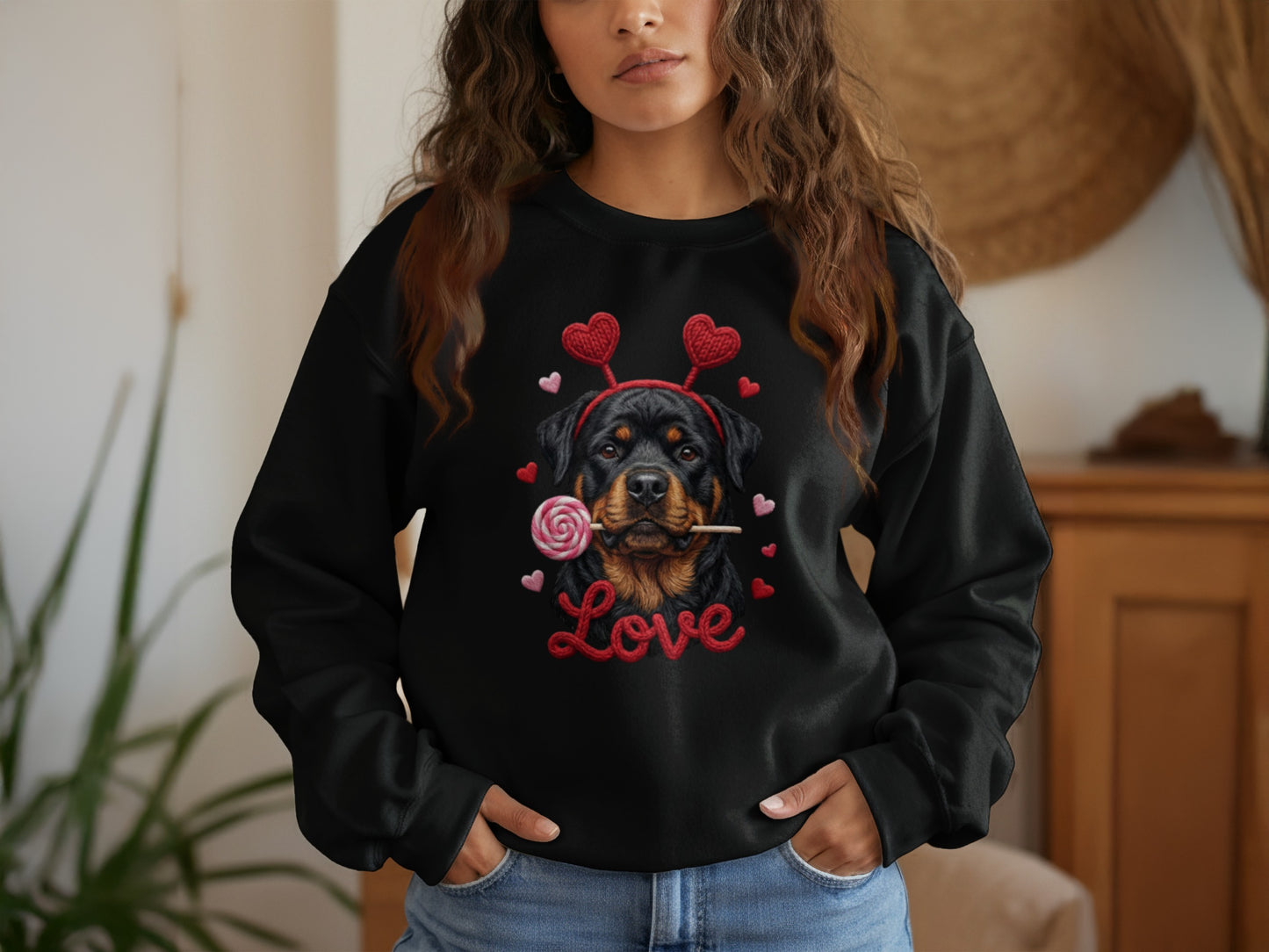 Rottweiler T-Shirt, Valentines Day Dog, Cute Puppy Tee, Dog With Hearts, Pet Lover Gift, Dog Breed Shirt, Love Rottie T Shirt