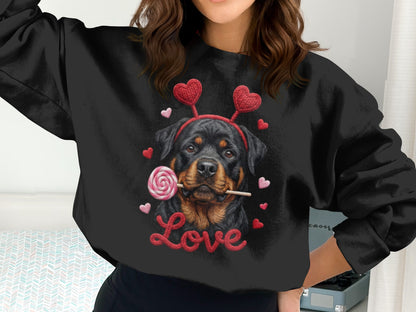Rottweiler T-Shirt, Valentines Day Dog Shirt, Love Heart T-Shirt, Cute Rottweiler Dog, Candy Shirt, Dog Lover Tee, Valentines Tee