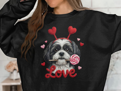Valentine Shih Tzu T-Shirt, Cute Puppy, Love T Shirt, Candy T-Shirt, Valentine Gift, Heart Headband, Dog Lover, Kids T-Shirt
