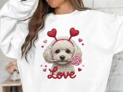 Cute Poodle Dog Valentines T-Shirt, Love T-Shirt, Valentines Gift Idea, Valentines Day Shirt, Dog Lover Shirt, Gift for Dog Owners
