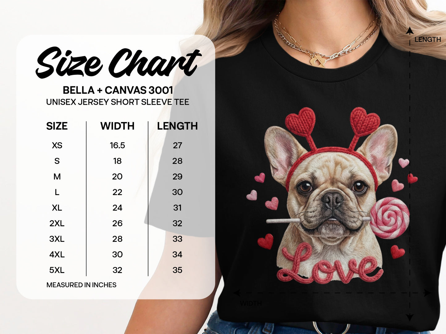 French Bulldog Valentines T-Shirt, Dog Love T-Shirt, Heart Headband Tee, Valentines Gift T-Shirt, Cute Dog Lover T-Shirt, Candy T-Shirt
