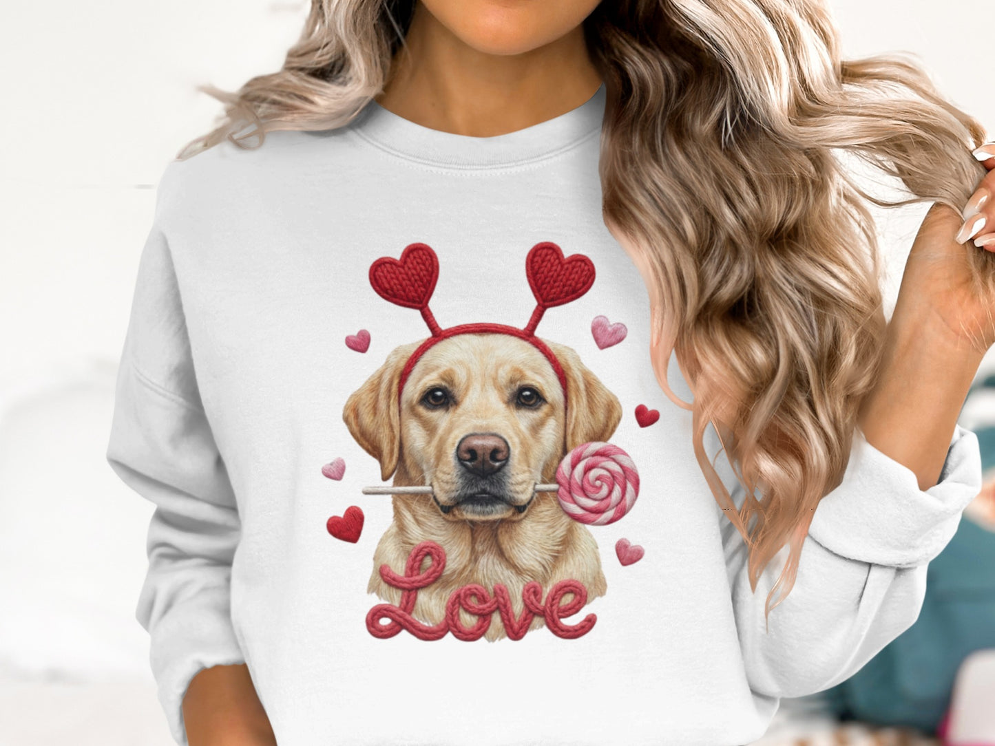 Valentine Labrador T-Shirt, Dog with Hearts, Cute Puppy T Shirt, Love Shirt, Valentines Gift, Dog Lover Tee, Holiday Gift, Trendy Shirt