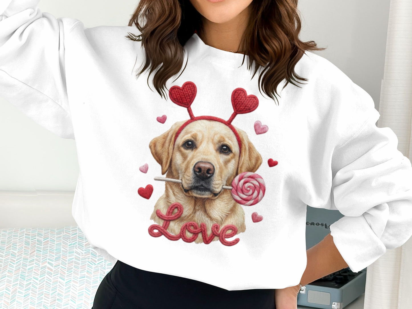 Valentine Labrador T-Shirt, Dog with Hearts, Love T-Shirt, Cute Valentines, Dog Lover Gift, Valentines Gift, Puppy Shirt