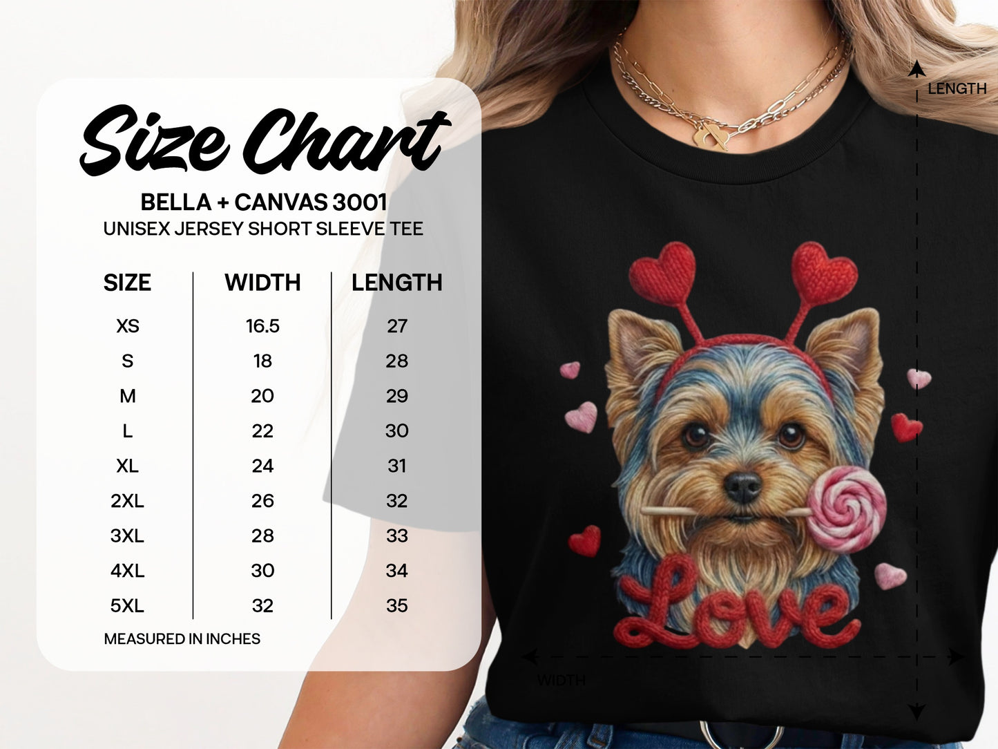 Yorkie Love T-Shirt, Valentine's Day Dog Tee, Heart Headband Pup Shirt, Sweet Dog Shirt, Cute Animal Tee, Yorkie Lover Gift