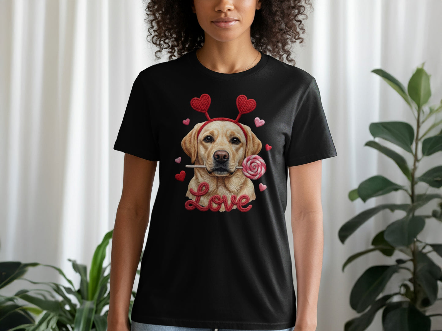 Valentine Labrador T-Shirt, Dog with Hearts, Cute Puppy T Shirt, Love Shirt, Valentines Gift, Dog Lover Tee, Holiday Gift, Trendy Shirt
