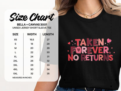 Taken Forever No Returns Bella+Canvas 3001 Jersey Tee