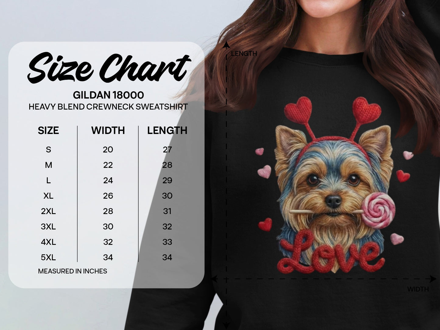 Yorkie Love T-Shirt, Valentine's Day Dog Tee, Heart Headband Pup Shirt, Sweet Dog Shirt, Cute Animal Tee, Yorkie Lover Gift